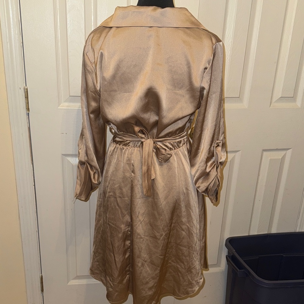 Elegant Satin Gold Dress - Picture 7 of 16